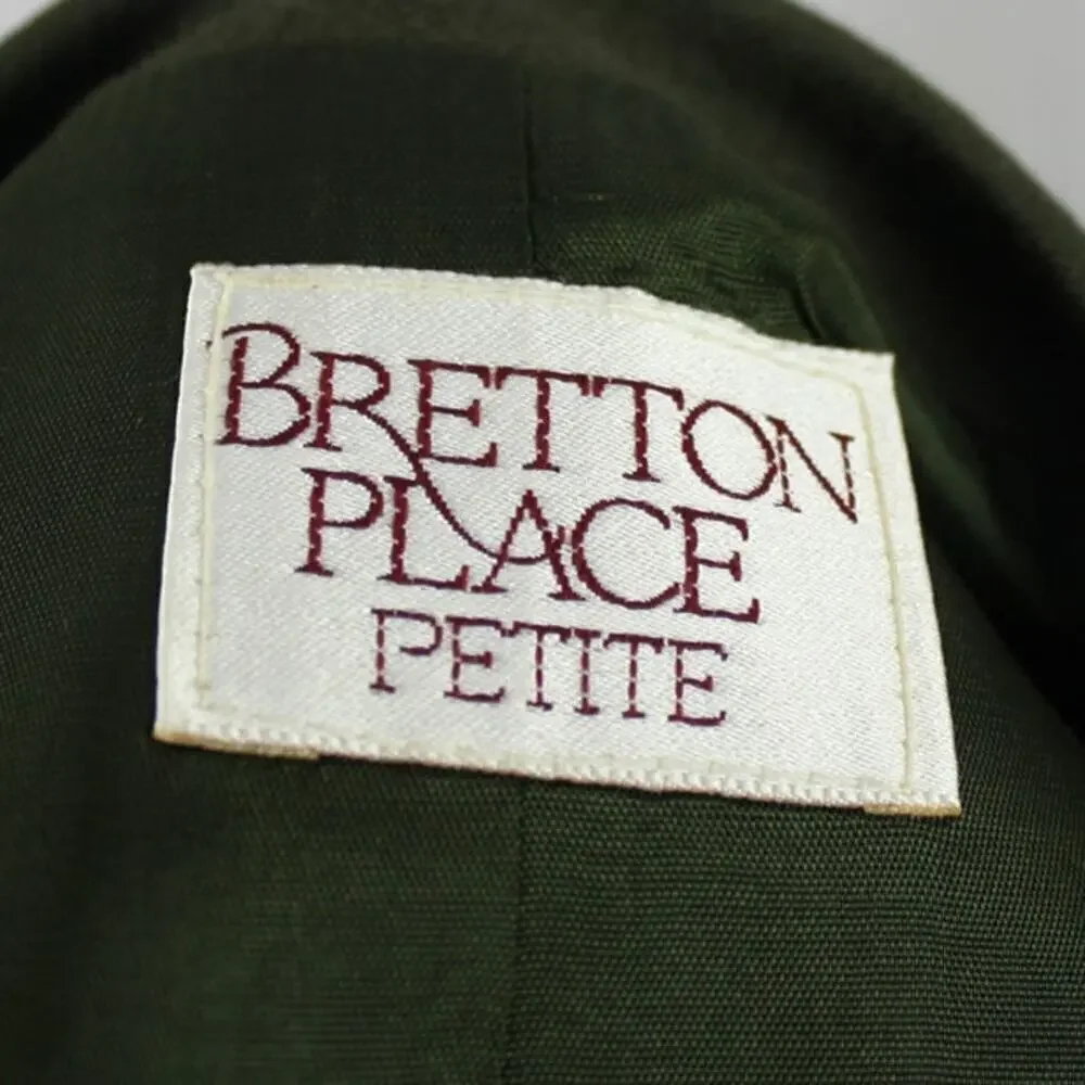 Vintage Bretton Place Petite Blazer Jacket Worsted Wool Moss Green 8P